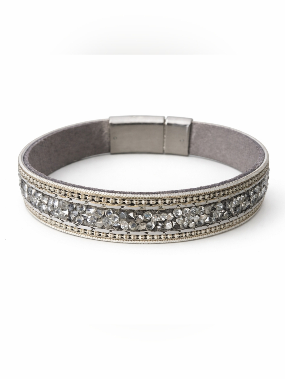 GRAY SUEDE - CHRYSTAL EMBELLISHED BRACLET